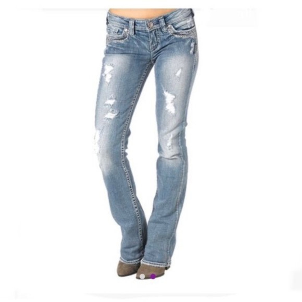 Silver Aiko 30x31 Distressed Bootcut Denim Jeans